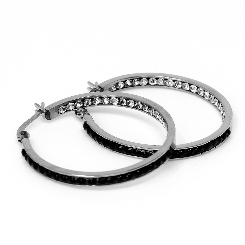 Steel 316L Hoop Earring with Crystals from Inside & Outside 
