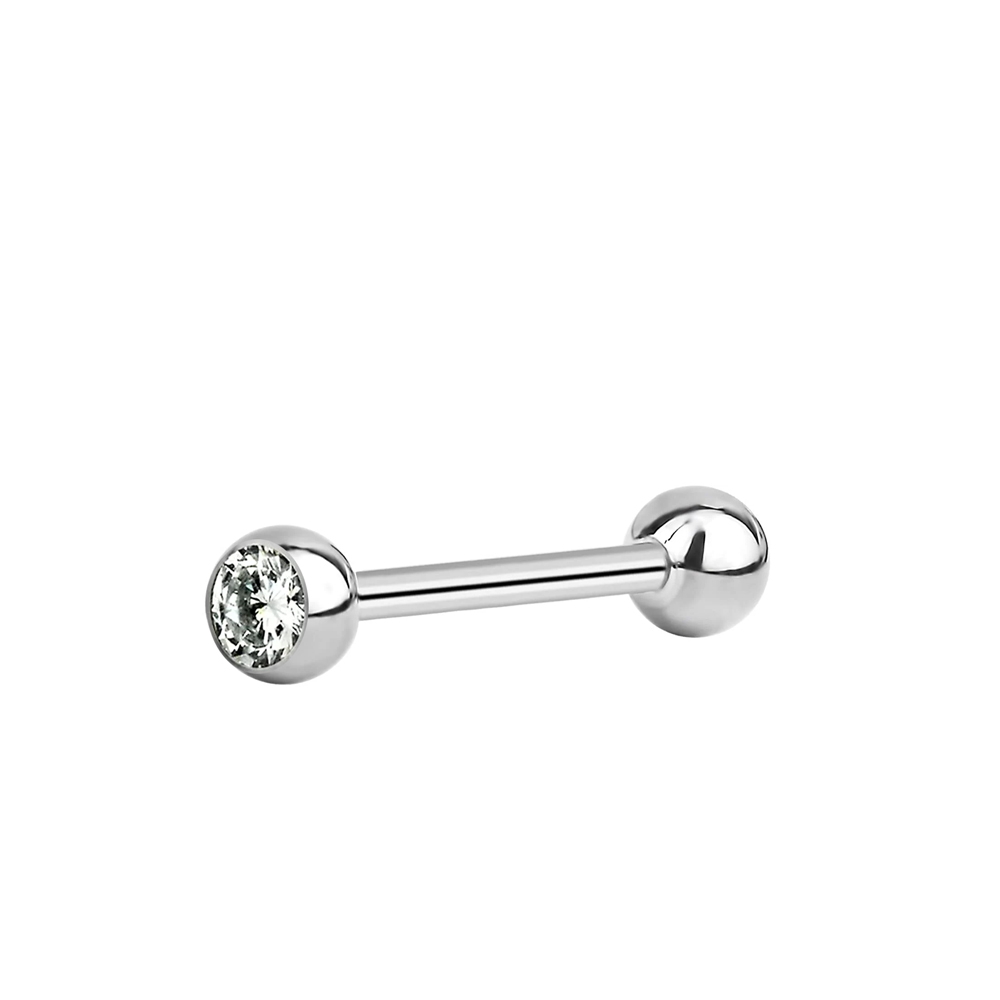 Steel 316L Barbell with Single Setted Crystal Ball (5+5mm) - 14GA(1.6mm)   