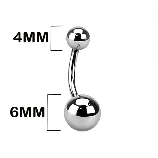 Steel 316L Bananabell with Screwballs (4+6mm) - 14GA(1.6mm)  