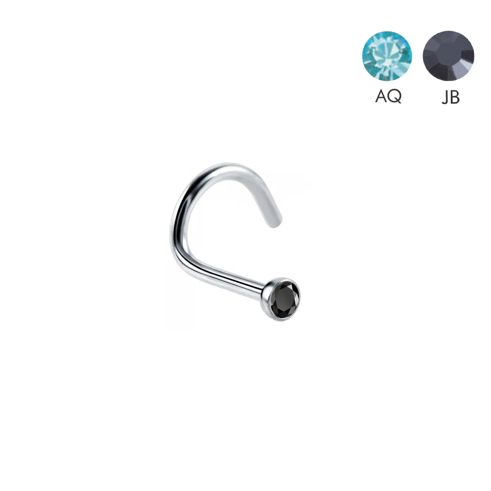 Steel 316L Nose Spiral with 1.5mm Crystal - 20GA(0.8mm)