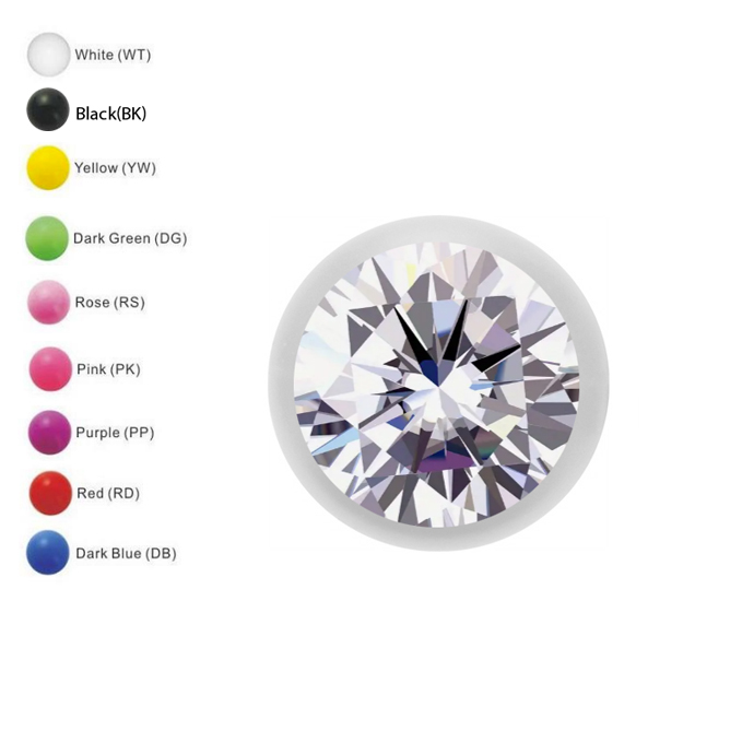 Acrylic Screw Crystal Ball - 14GA(1.6mm)