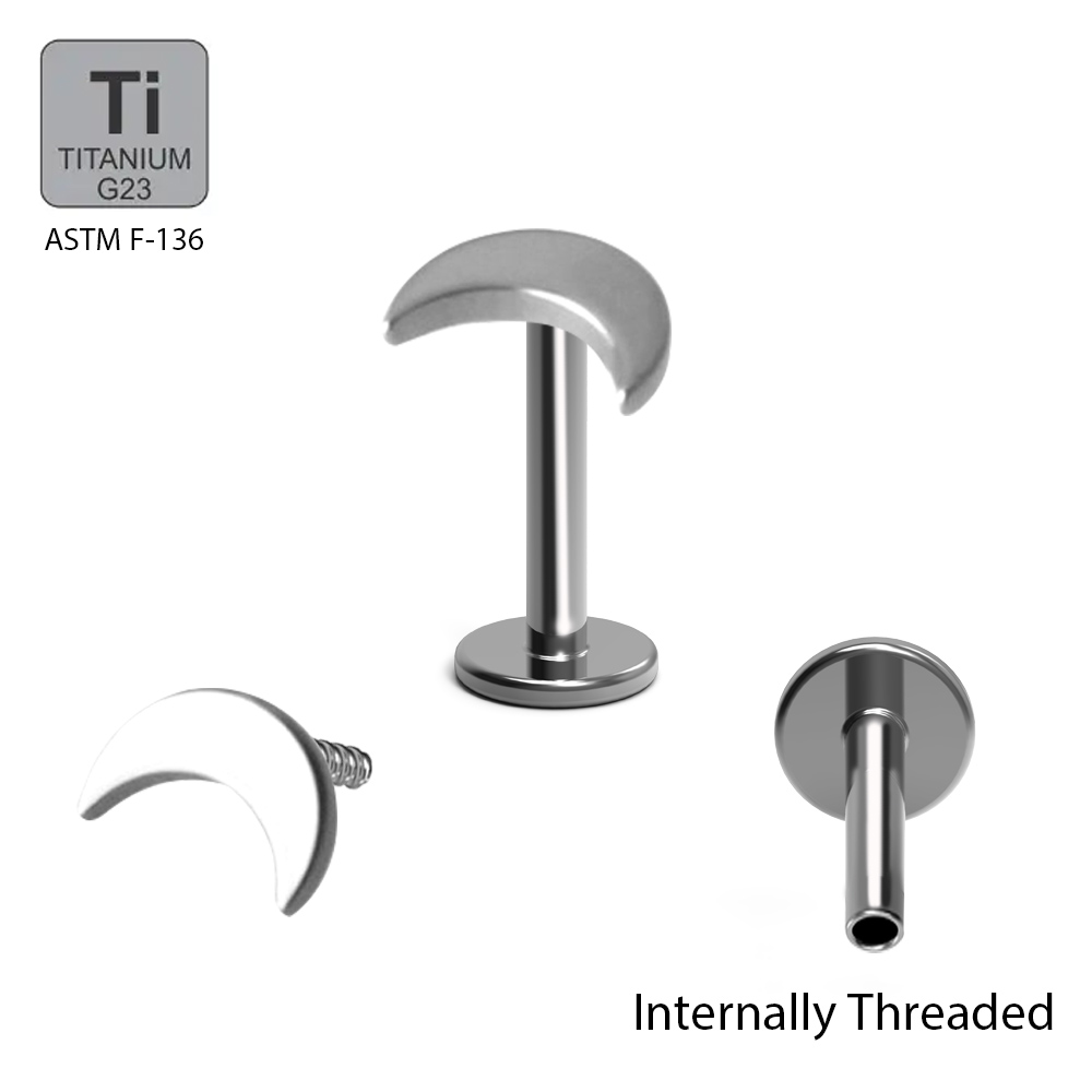 ASTM F136 Titanium G23 Internally Threaded Labret with Moon Top  
