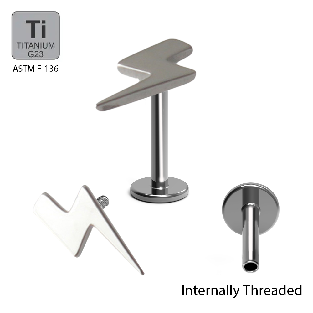 ASTM F136 Titanium G23 Internally Threaded Labret with Thunder Top  