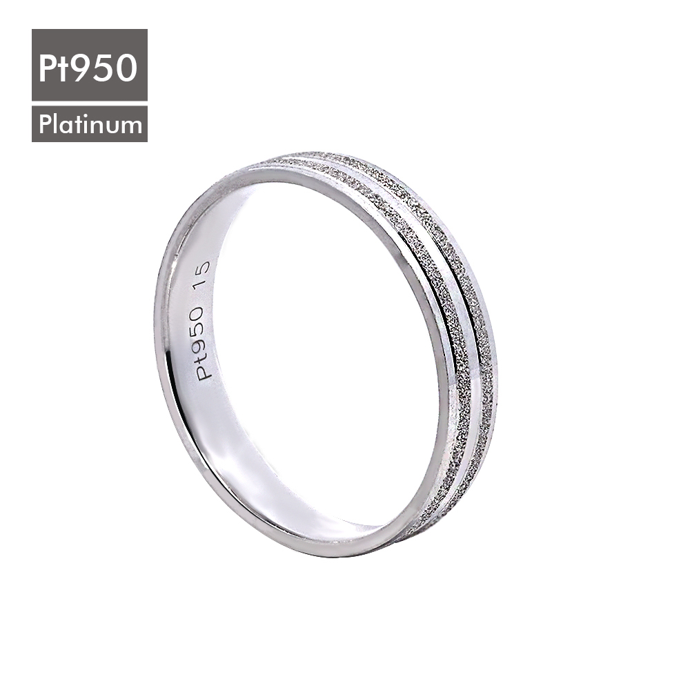 Platinum PT950 Ring with Diamond Cut Lines