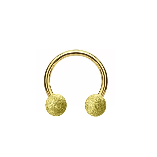 Steel 316L Gold Ti-PVD Coated Circular Barbell with Sandblasted Screwballs - 16GA(1.2mm)