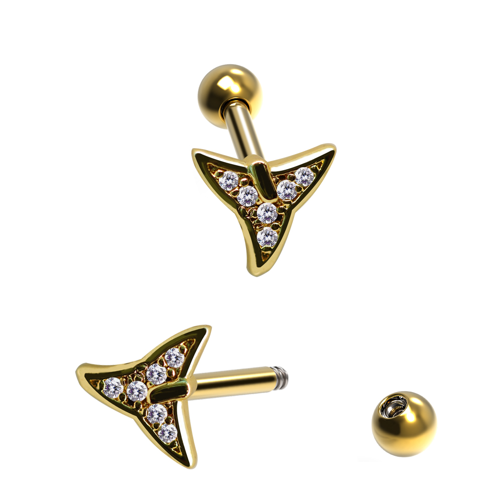 Steel 316L Barbell in Fashion Design with Crystals - CC crystal clear