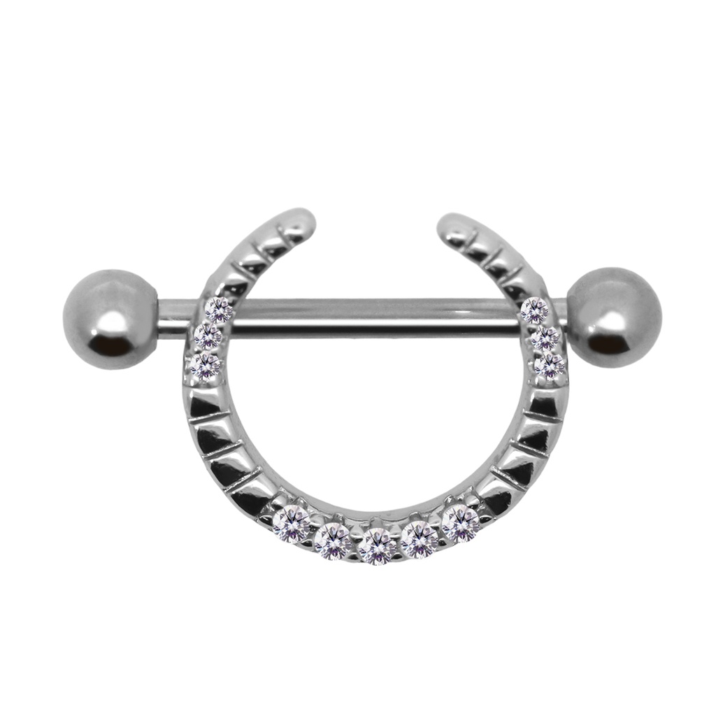 Steel 316L  Nipple Piercing Barbell Fashion U  Shaped With Steel Moon
