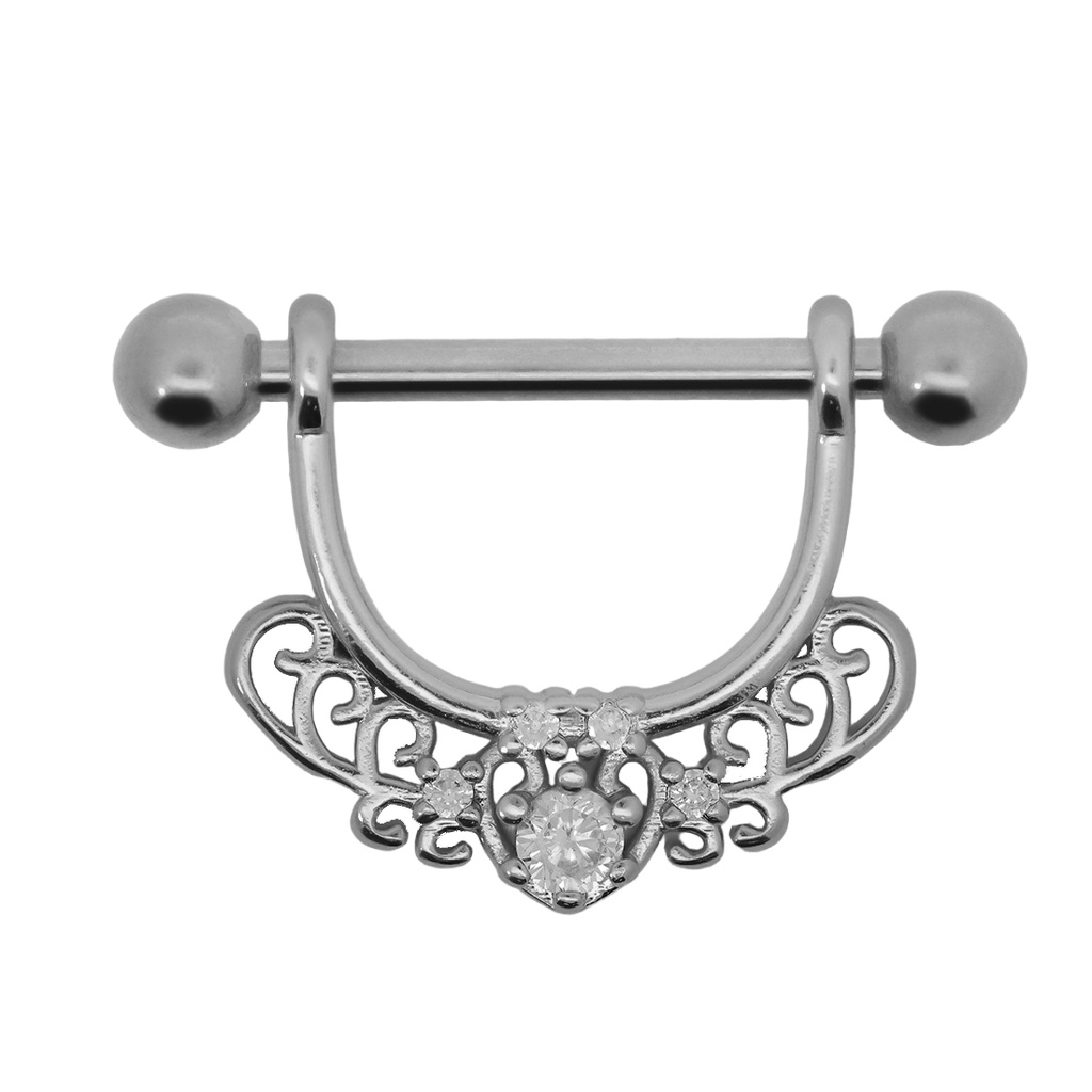 Steel 316L Nipple Piercing Barbell With Steel Radiant Shield