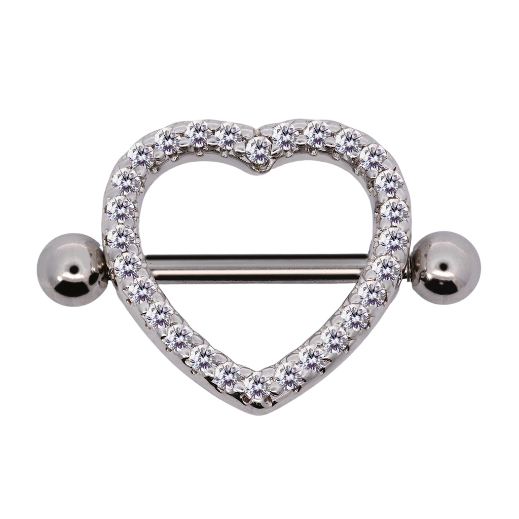 Steel 316L Nipple Piercing Barbell Heart Shape  - 14GA(1.6mm) 