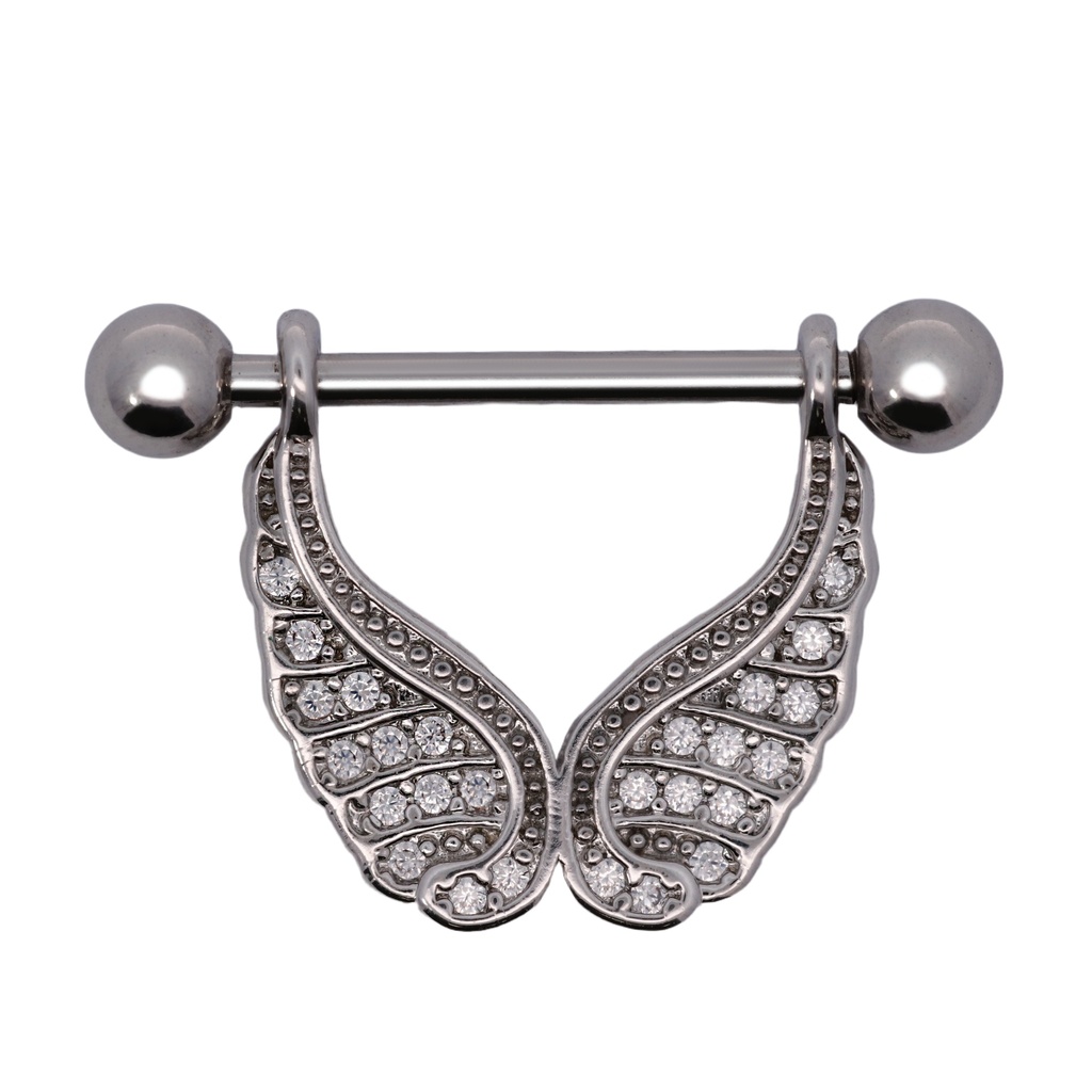 Steel 316L Nipple Piercing Barbell With Steel Feather 