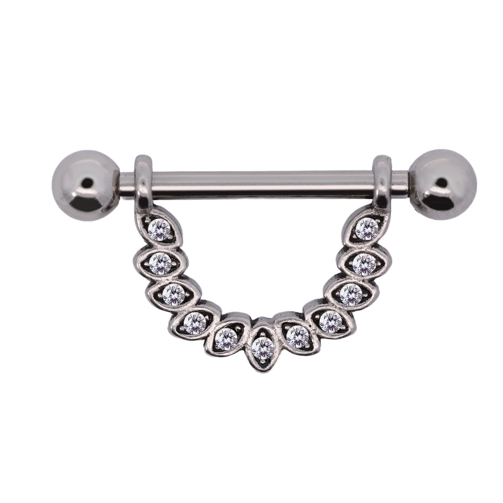 Steel 316L Nipple Piercing Barbell With Steel Leaf