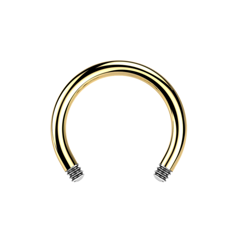 Steel 316L Gold PVD Titanium Coated Circular Barbells without Screwballs - 18GA(1.0mm)  