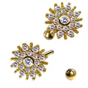 Steel 316L Barbell in Flower Design with Crystals - CC Crystal Clear