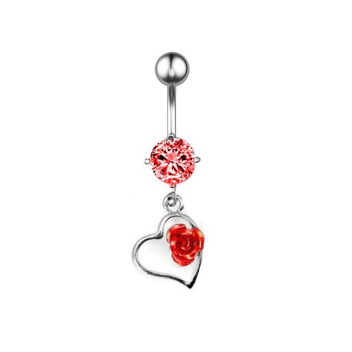 Steel 316L Belly Button Banana with CZ Stone Setting in Fashion Design -14GA(1.6mm)