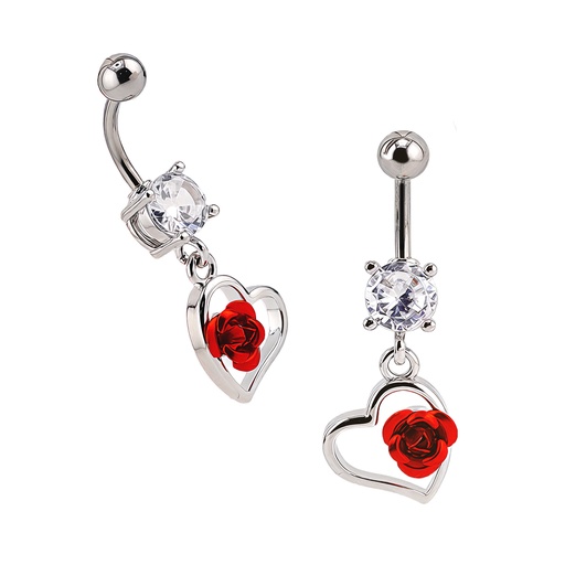 Steel 316L Belly Button Banana with CZ Stone Setting in Fashion Design 