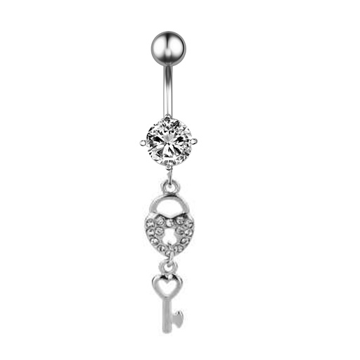 [S-BDC247-1.6-10-5] Steel 316L Belly Button Banana in Fashion Design - CC Crystal Clear -14GA(1.6mm)