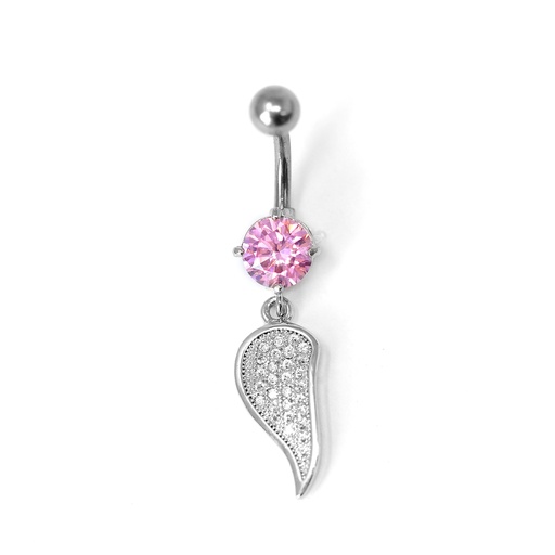 [S-BDC304-1.6-10-5] Steel 316L Belly Button Banana in Fashion Design with Crystal -14GA(1.6mm)