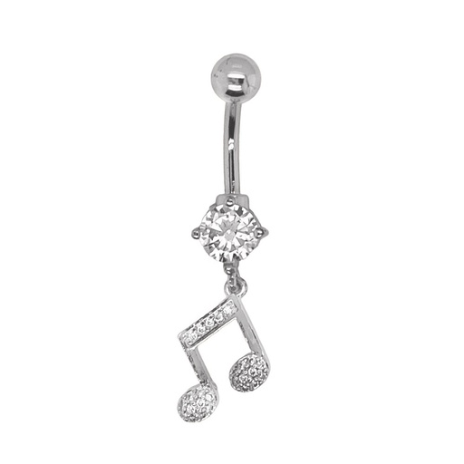[S-BDC334-1.6-10-4] Steel 316L Belly Button Banana in Fashion Design - CC- Crystal Clear