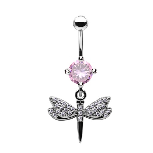 [S-BDC303-1.6-10-5] Steel 316L Belly Button Banana in Fashion Design with Crystal