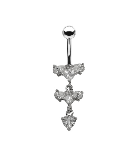 [T-BDC197-1.6-10-5] Titanium G23 Belly Button Banana in Fashion Design - CC -Crystal Clear -14GA(1.6mm)