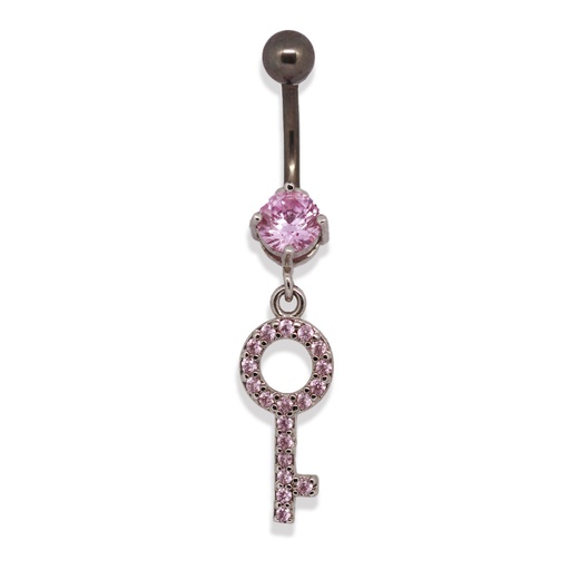 [T-BDC184-1.6-10-4] Titanium G23 Belly Button Banana in Fashion Design with Crystal -14GA(1.6mm)