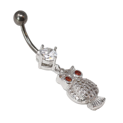 [T-BDC359-1.6-10-5] Titanium G23 Belly Button Banana in Fashion Design -CC Crystal Clear -14GA(1.6mm)