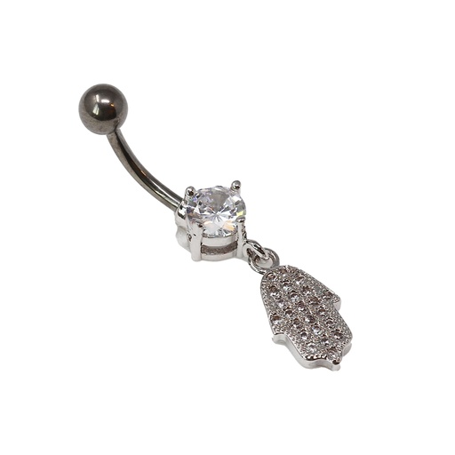 [T-BDC367-1.6-10-5] Titanium G23 Belly Button Banana in Fashion Design -CC Crystal Clear -14GA(1.6mm)