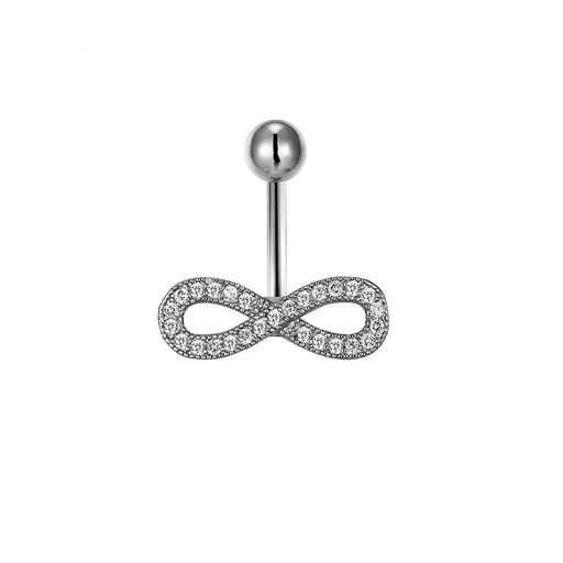 [T-BNC279-1.6-10-5] Titanium G23 Belly Button Banana in Fashion Design -CC Crystal Clear -14GA(1.6mm)