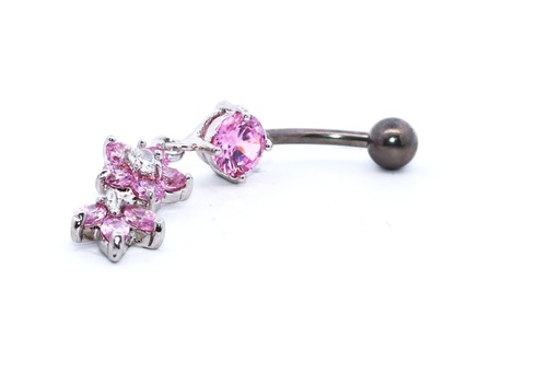 [T-BDC391-1.6-10-5] Titanium G23 Belly Button Banana in Fashion Design with Crystal -14GA(1.6mm)