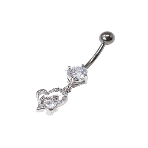 [T-BDC375-1.6-10-5] Titanium G23 Belly Button Banana in Fashion Design -CC Crystal Clear -14GA(1.6mm)
