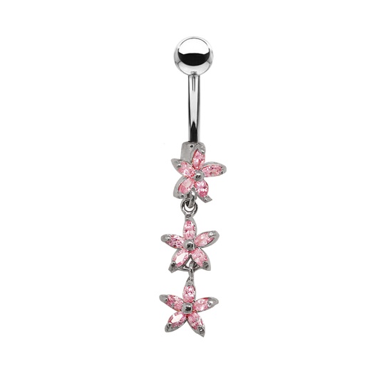 [T-BDC192-1.6-10-5] Titanium G23 Belly Button Banana in Fashion Design -CC Crystal Clear -14GA(1.6mm)