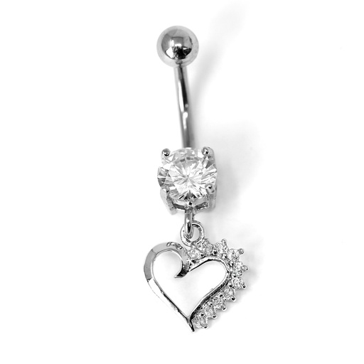 [S-BDC290-1.6-10-5] Steel 316L Belly Button Banana in Fashion Design - CC -Crystal Clear -14GA(1.6mm)