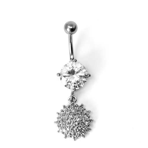 [S-BDC307-1.6-10-5] Steel 316L Belly Button Banana in Fashion Design - CC Crystal Clear 