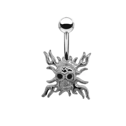 [S-BNR125-1.6-10-5] Steel 316L Cast Belly Button Banana in Fashion Design - 14GA(1.6mm)