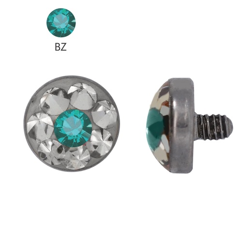 [S-MDA17-1.2-3-BZ] Steel 316L Dermal Anchor with Flat Epoxy Ferido Crystal Disc - 16GA(1.2mm) - CCC