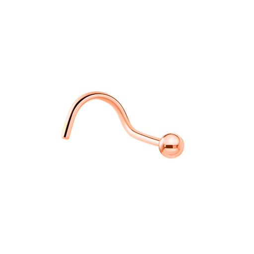 [RGS-NSD02-1.0-7-2] Steel 316L Rose Gold Ti-PVD Coated Nose Spiral with Screwball - 18GA(1.0mm)