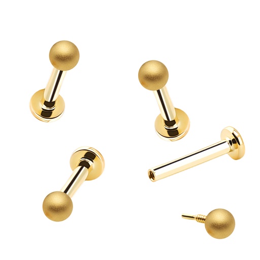 14K Real Gold Internally Labret with Matt Ball