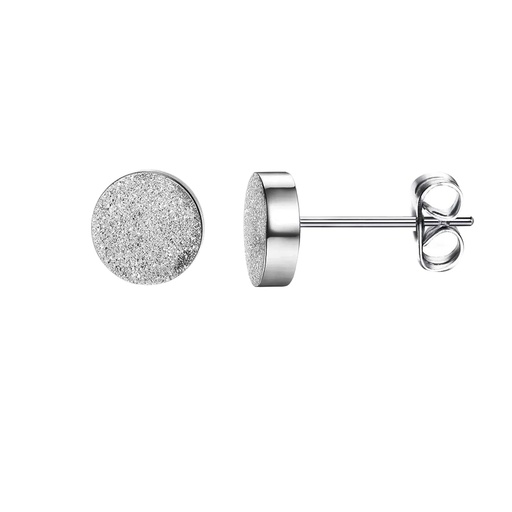 [SS-EAR692] Steel 316L Ear Stud in Round Disc Design with a Sand Blasted effect 