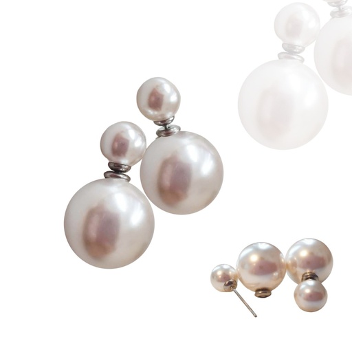 [S-EAR197] Steel 316L Push-In Stud Earrings with Jewelry Beads 