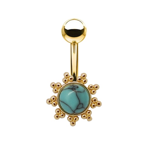[GDS-BDC459-1.6-10-5] Steel 316L Gold PVD Coated Belly Button Banana in Fashion Design - 14GA(1.6mm)