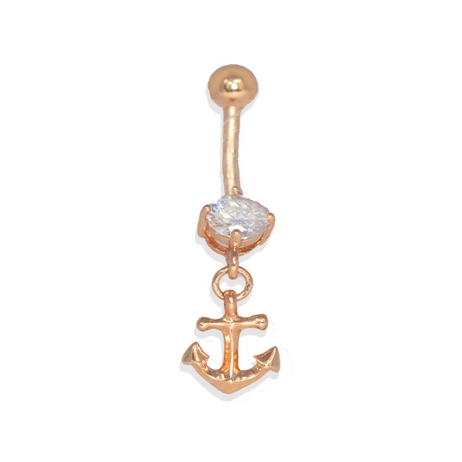 [RGS-BDC450-1.6-10-5-CC] Steel 316L Rose Gold PVD Titanium Coated Belly Button Banana in Fashion Design - 14GA(1.6mm)