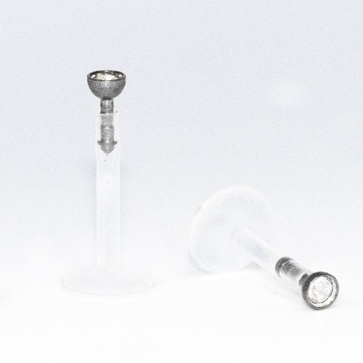 [A-LAB14-1.2-8-2-CC] Push-In Bioflex Labret  with Titanium G23 Half Ball Crystal Top - 16GA(1.2mm)