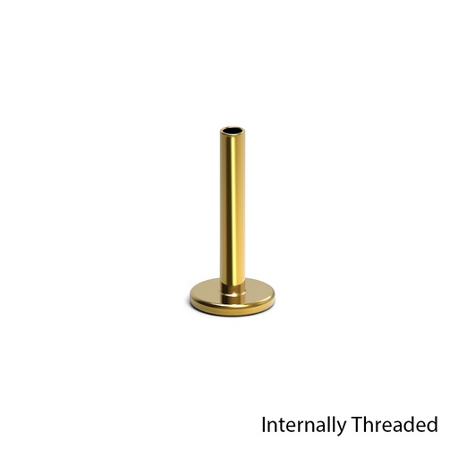 Steel 316L Gold Ti-PVD Coated Labret without Ball, Internally - 16GA(1.2mm), Internal Thread 0.9mm
