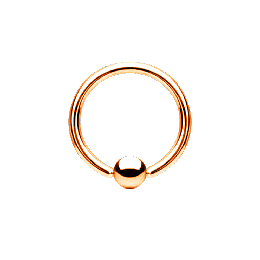 Steel 316L Rose Gold Ti-PVD Coated BCR with 3mm Clip-in Ball - 18GA(1.0mm)