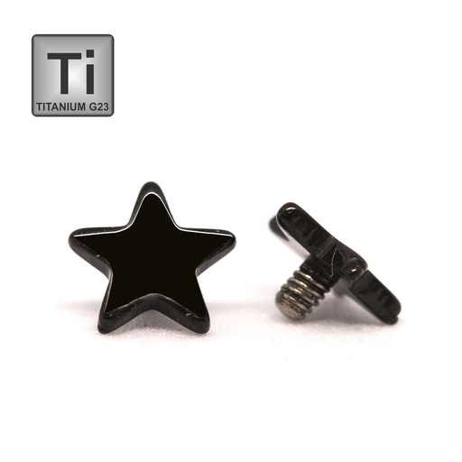 [BKT-MDA13-1.2-5] Titanium G23/ASTM F-136 Black Ti-PVD Coated Dermal Anchor with Flat Star Disc - 16GA(1.2mm)