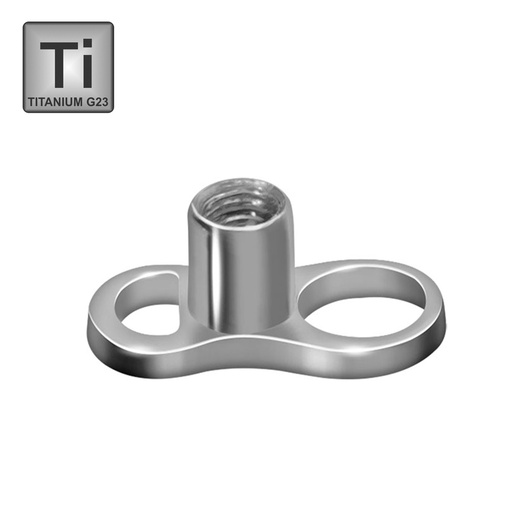 Titanium G23/ASTM F-136 Mini Round Dermal Anchor Base - 2 Holes (Single Piece, Thread: 1.2mm) - 14GA(1.6mm)