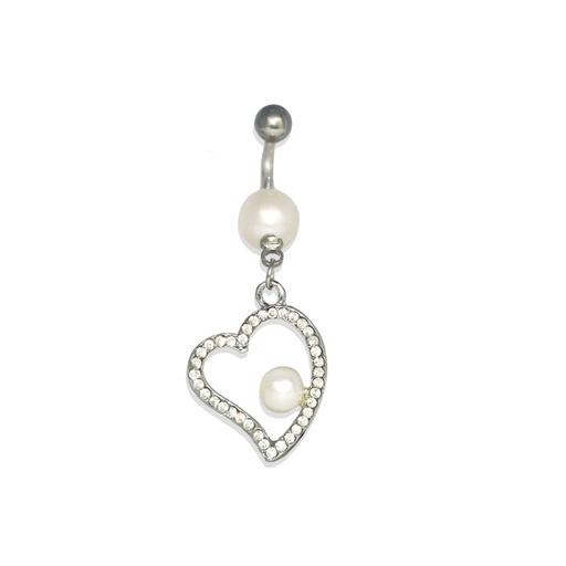 Steel 316L Belly Button Banana in Fashion Design - CC Crystal Clear -14GA(1.6mm)