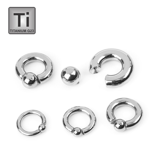 Titanium G23 BCR with Screw in Ball Ring in 3 Different Thickness 