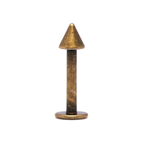 [ACS-LAB04-1.2-8-3] Steel 316L Antique Copper Ti-PVD coated Labret with Cone -16GA(1.2mm) 
