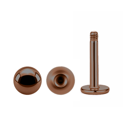 Steel 316L Antique Rose Gold Ti-PVD  Coated Labret with Screwball - 16GA(1.2mm)   